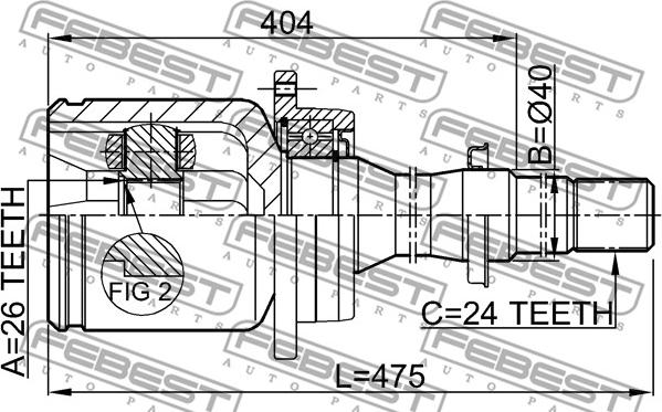 Febest 0111-AZT251RH - Шарнирный комплект, ШРУС, приводной вал avtokuzovplus.com.ua