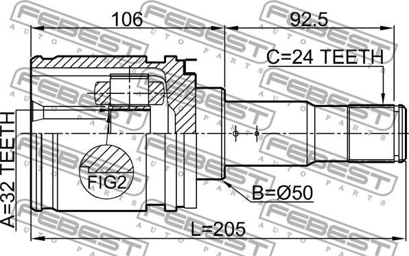 Febest 0111-CDT220LH99 - Шарнирный комплект, ШРУС, приводной вал autodnr.net