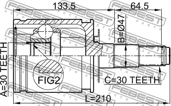 Febest 0111-FZJ100 - Шарнірний комплект, ШРУС, приводний вал autocars.com.ua