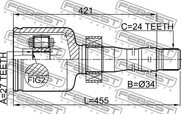 Febest 0111-GGL15RH - Шарнірний комплект, ШРУС, приводний вал autocars.com.ua