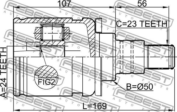 Febest 0111-GSU45LH - Шарнірний комплект, ШРУС, приводний вал autocars.com.ua