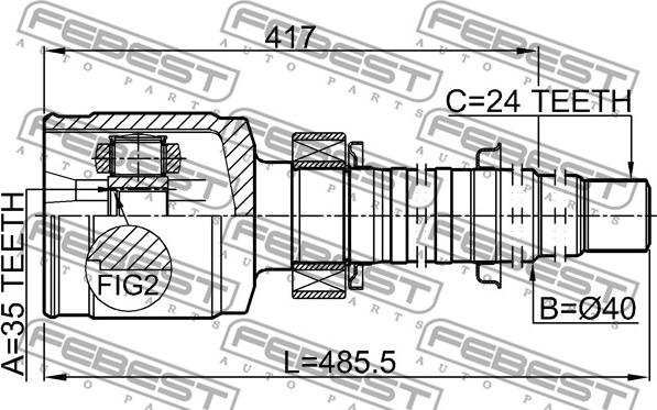 Febest 0111-GSX30RH - Шарнірний комплект, ШРУС, приводний вал autocars.com.ua