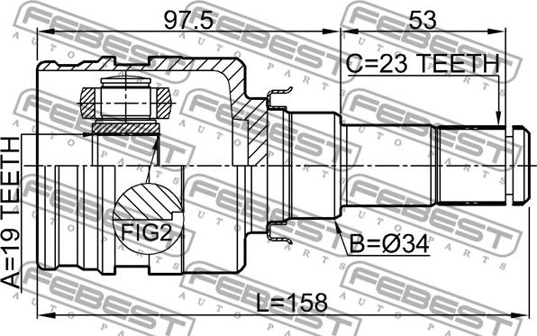 Febest 0111-KSP130 - Шарнірний комплект, ШРУС, приводний вал autocars.com.ua