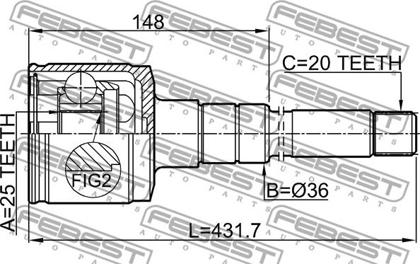 Febest 0111-ST215RH - Шарнирный комплект, ШРУС, приводной вал autodnr.net