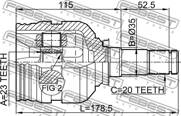 Febest 0111-SXM10LH - Шарнирный комплект, ШРУС, приводной вал autodnr.net