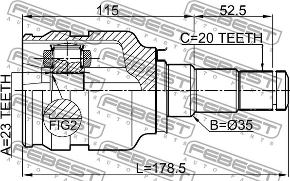 Febest 0111-ZRT270 - Шарнірний комплект, ШРУС, приводний вал autocars.com.ua