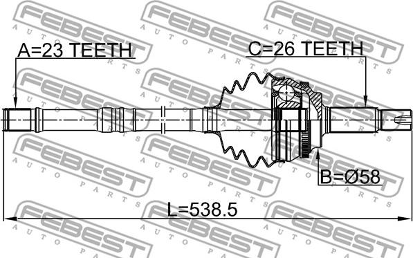 Febest 0114-ZZE120A48LH - Шарнирный комплект, ШРУС, приводной вал autodnr.net