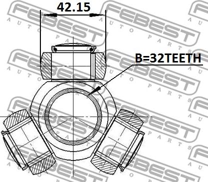 Febest 0116-ASV50 - Муфта з шипами, приводний вал autocars.com.ua