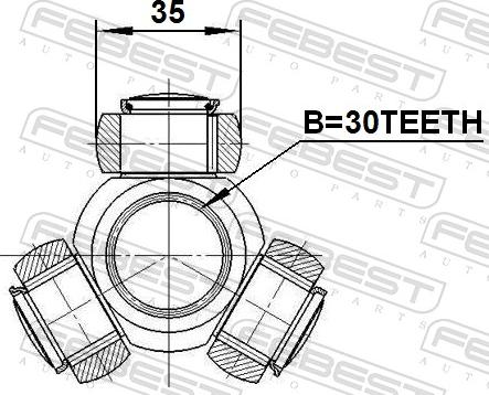 Febest 0116-ZRE142 - Муфта з шипами, приводний вал autocars.com.ua