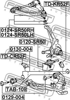 Febest 0124-SR50RH - Важіль незалежної підвіски колеса autocars.com.ua