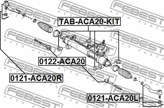 Febest 0122-ACA20 - Осевой шарнир, рулевая тяга avtokuzovplus.com.ua