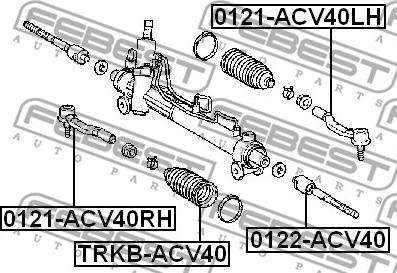 Febest 0121-ACV40LH - Рульовий наконечник autocars.com.ua