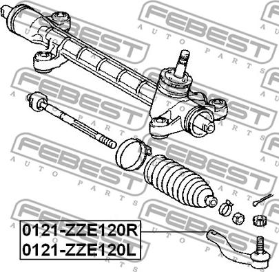 Febest 0121-ZZE120L - Наконечник рулевой левый toyota corolla ce120-nze12#-zze12# 2000-2008 autodnr.net