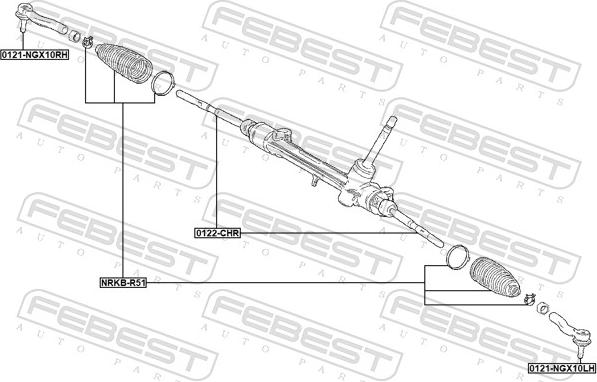 Febest 0122-CHR - Осьовий шарнір, рульова тяга autocars.com.ua