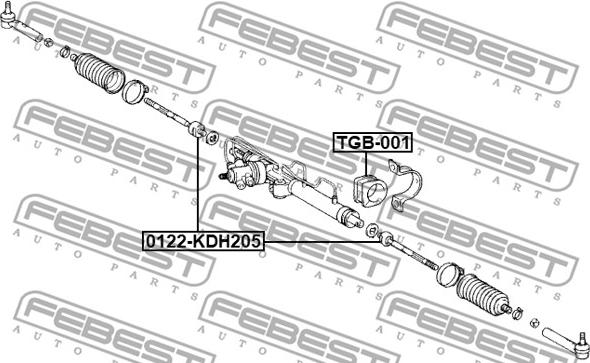 Febest 0122-KDH205 - Осьовий шарнір, рульова тяга autocars.com.ua