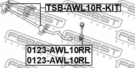 Febest TSB-AWL10R-KIT - Ремкомплект, підшипник стабілізатора autocars.com.ua