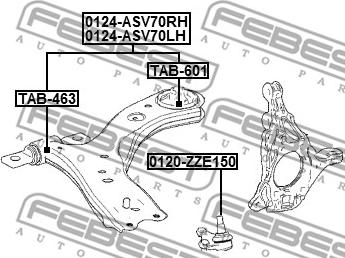 Febest 0124-ASV70LH - Рычаг подвески колеса avtokuzovplus.com.ua