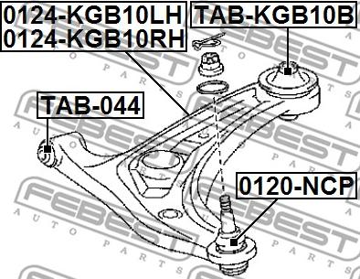 Febest 0124-KGB10LH - Рычаг подвески колеса avtokuzovplus.com.ua