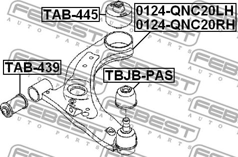 Febest 0124-QNC20RH - Важіль незалежної підвіски колеса autocars.com.ua