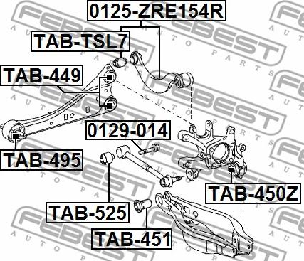 Febest TAB-525 - Сайлентблок задней поперечной тяги Auris-Avensis 07- autocars.com.ua