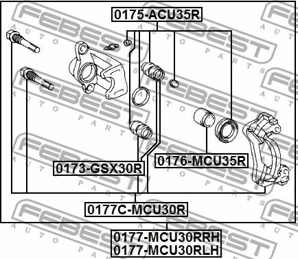 Febest 0173-GSX30R-PCS4 - Пильник, управління корпусу скоби гальма autocars.com.ua