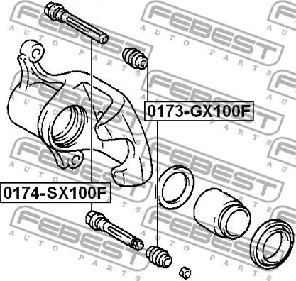 Febest 0174-GX100F - Направляючий болт, корпус скоби гальма autocars.com.ua