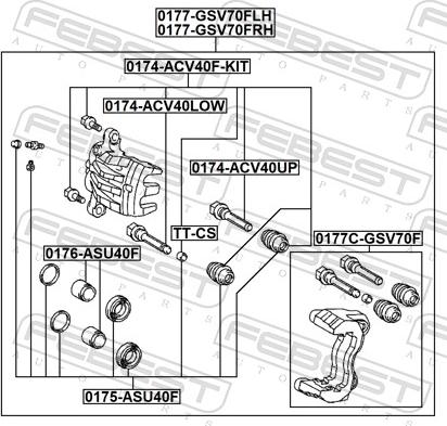 Febest 0174-ACV40F-KIT - Направляючий болт, корпус скоби гальма autocars.com.ua