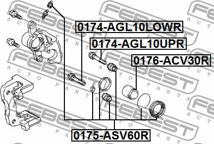 Febest 0174-AGL10LOWR - Направляючий болт, корпус скоби гальма autocars.com.ua