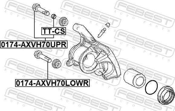 Febest 0174-AXVH70UPR - Направляючий болт, корпус скоби гальма autocars.com.ua