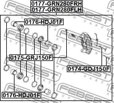 Febest 0177-GRN280FLH - Гальмівний супорт autocars.com.ua