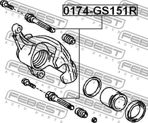 Febest 0174-GS151R - Направляючий болт, корпус скоби гальма autocars.com.ua