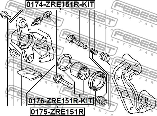 Febest 0174-ZRE151R-KIT - Направляючий болт, корпус скоби гальма autocars.com.ua