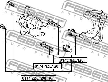 Febest 0174-ZZE120F-KIT - Направляючий болт, корпус скоби гальма autocars.com.ua