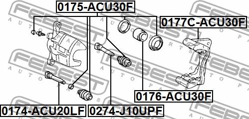 Febest 0176-ACU30F - Поршень, корпус скоби гальма autocars.com.ua