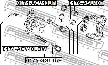 Febest 0175-GGL15F - Ремкомплект, гальмівний супорт autocars.com.ua