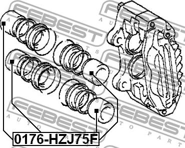 Febest 0176-HZJ75F - Поршень, корпус скоби гальма autocars.com.ua