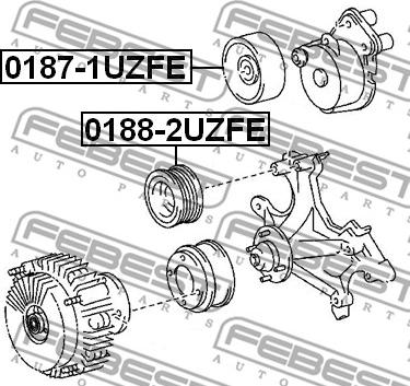 Febest 0187-1UZFE - Паразитний / провідний ролик, поліклиновий ремінь autocars.com.ua