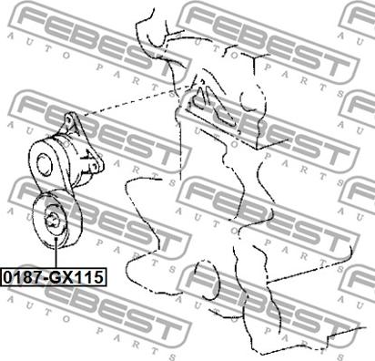 Febest 0187-GX115 - Направляющий ролик, поликлиновый ремень avtokuzovplus.com.ua