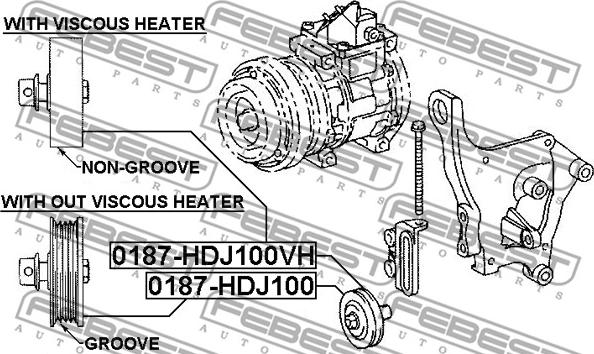 Febest 0187-HDJ100 - Паразитний / провідний ролик, поліклиновий ремінь autocars.com.ua