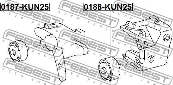 Febest 0188-KUN25 - Паразитний / провідний ролик, поліклиновий ремінь autocars.com.ua