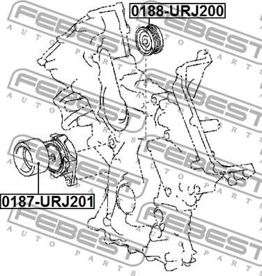 Febest 0187-URJ201 - Паразитний / провідний ролик, поліклиновий ремінь autocars.com.ua