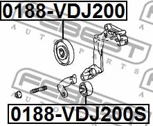 Febest 0188-VDJ200S - Паразитний / провідний ролик, поліклиновий ремінь autocars.com.ua