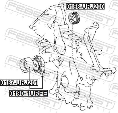 Febest 0190-1URFE - Натягувач ременя, клинові зуб. autocars.com.ua