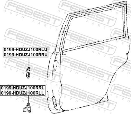 Febest 0199-HDUZJ100RRL - Дверний шарнір autocars.com.ua