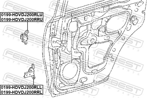 Febest 0199-HDVDJ200RRL - Дверний шарнір autocars.com.ua