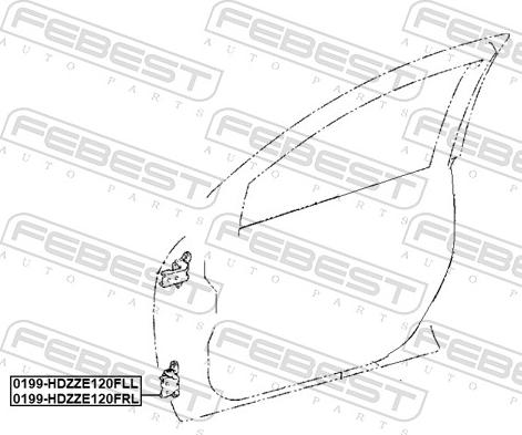 Febest 0199-HDZZE120FRL - Дверний шарнір autocars.com.ua