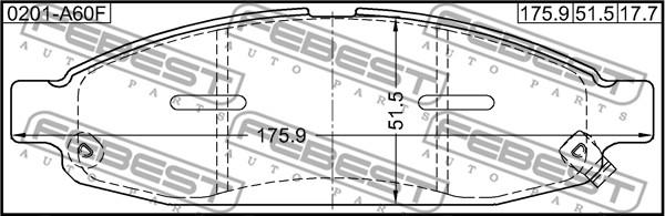 Febest 0201-A60F - Тормозные колодки, дисковые, комплект avtokuzovplus.com.ua