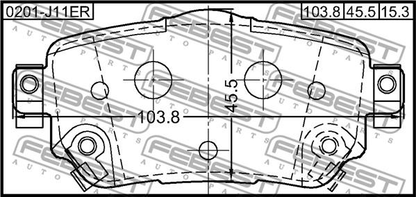 Febest 0201-J11ER - Гальмівні колодки, дискові гальма autocars.com.ua