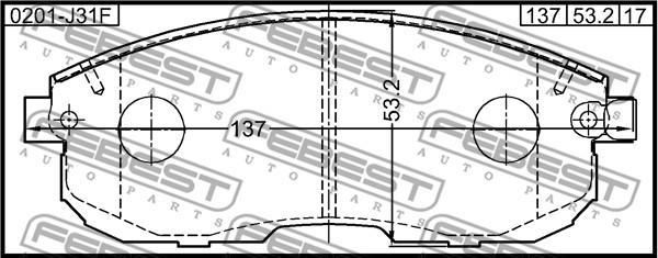 Febest 0201-J31F - Тормозные колодки, дисковые, комплект avtokuzovplus.com.ua