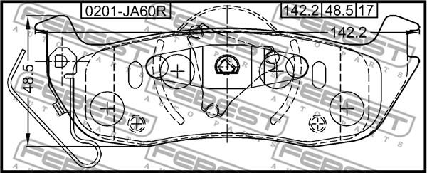 Febest 0201-JA60R - Тормозные колодки, дисковые, комплект avtokuzovplus.com.ua